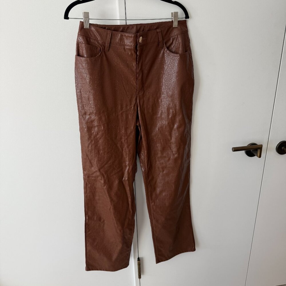 INC International Concepts Brown Faux Leather Pants Size 8
